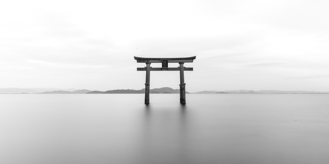 NKD Reiki photo of a torii gate in shallow water